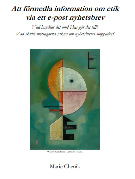 Framsidan av sammanställningen Att förmedla information om etik via ett e-postnyhetsbrev