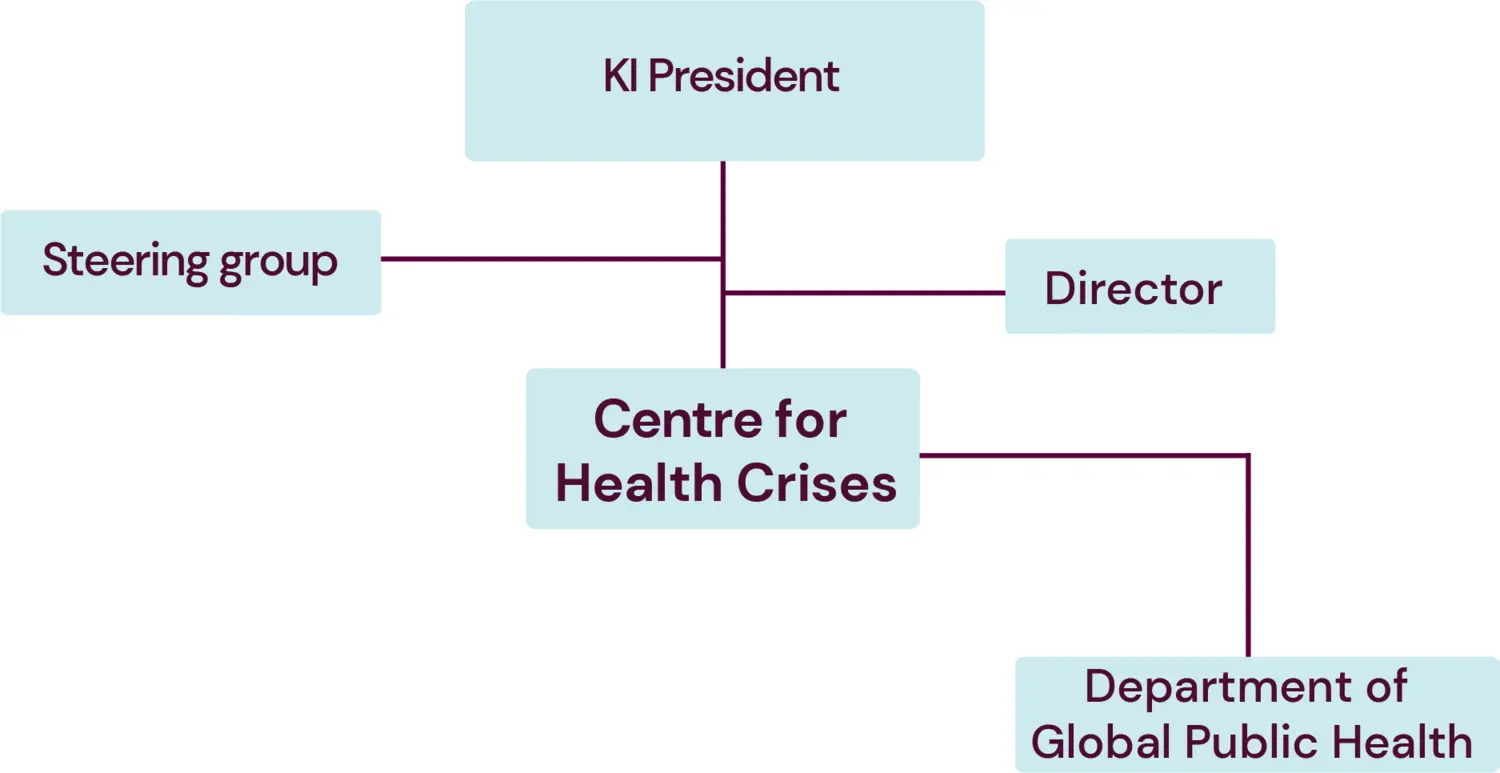 Chart displaying the organisational structure of the Centre for Health Crises