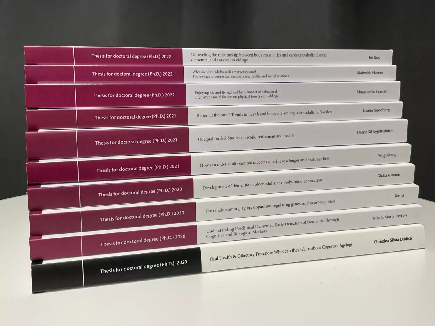 Doktorsavhandlingar stapplade på varandra.