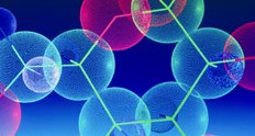 Molecules on a blue background