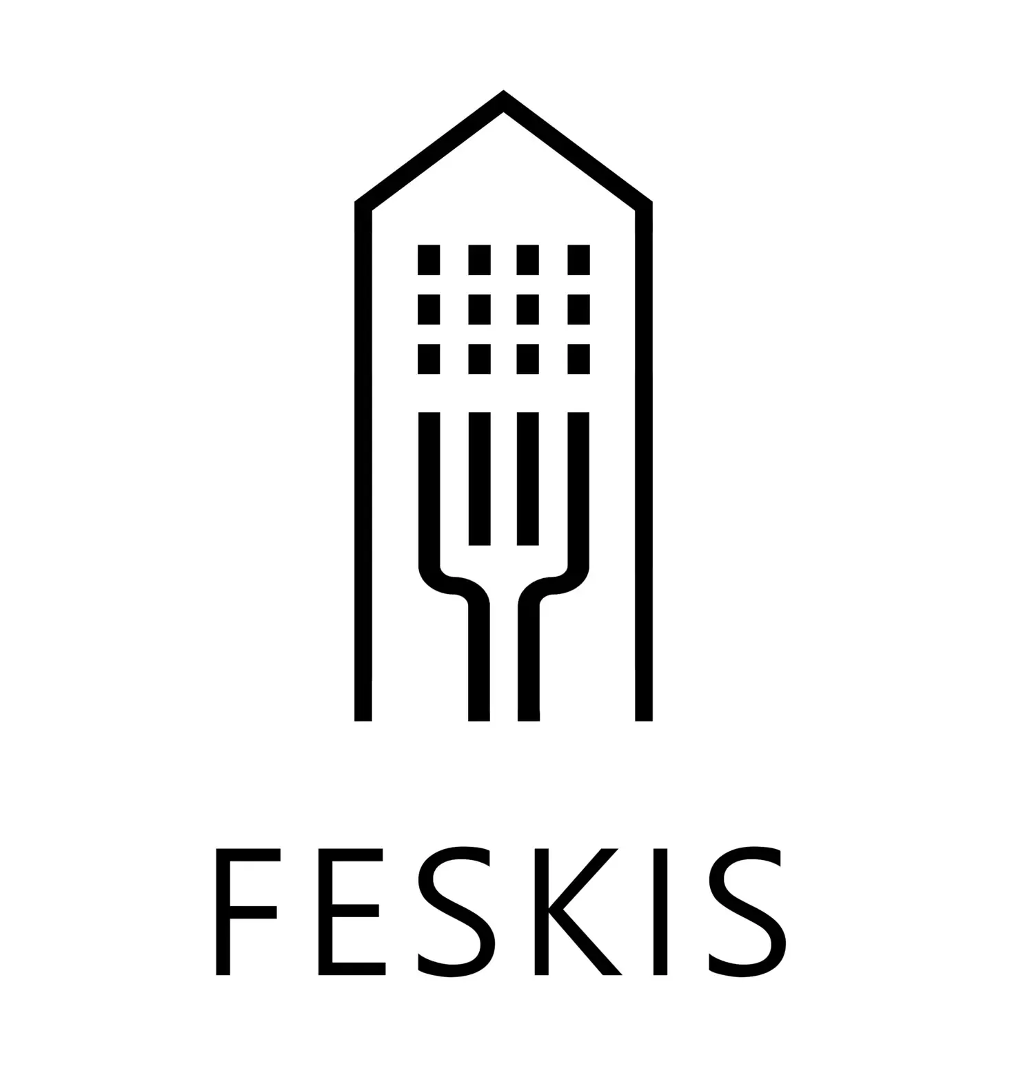 A logo consisting of the shape of a fork together with the shape of a house, with the text FESKIS underneath.