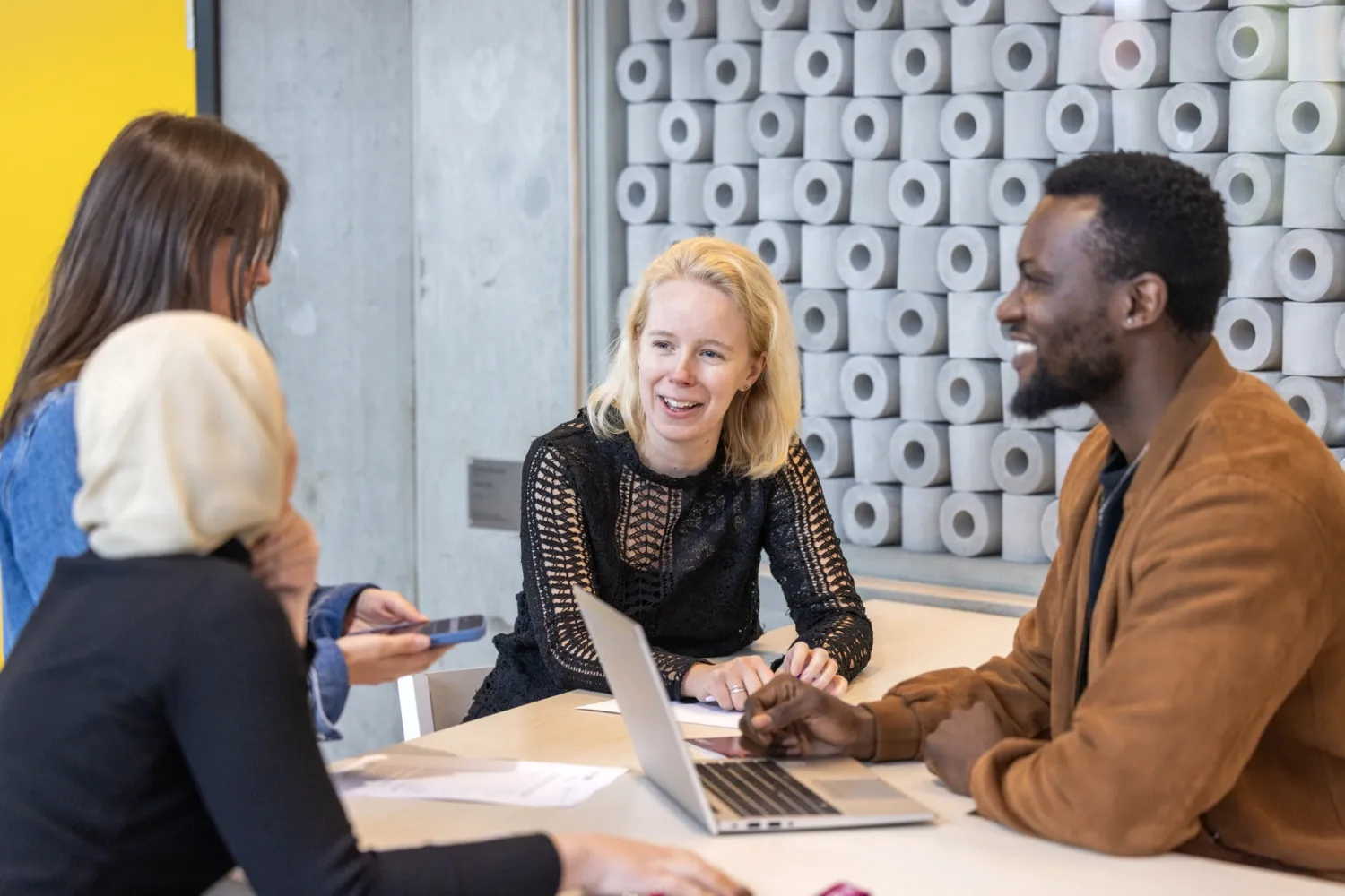 People interacting in the Widerströmska building