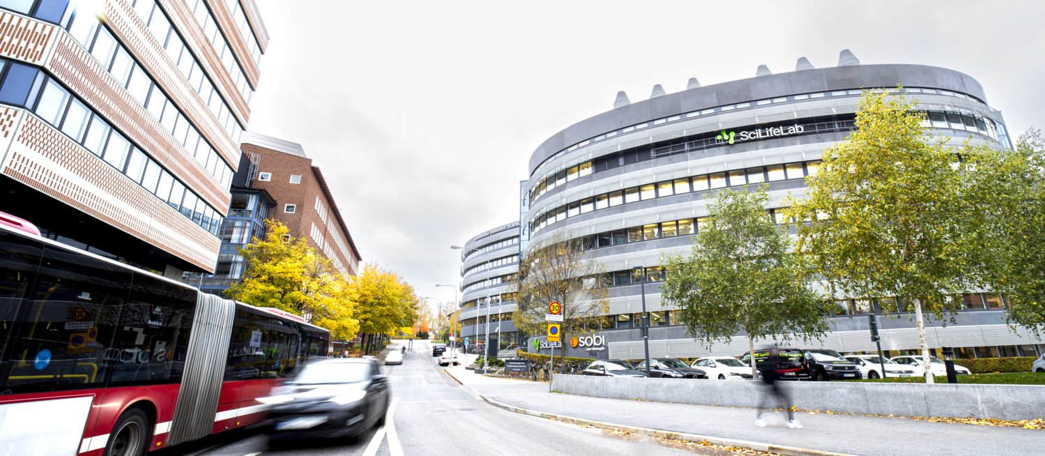 Street view and the SciLifeLab building in the background.