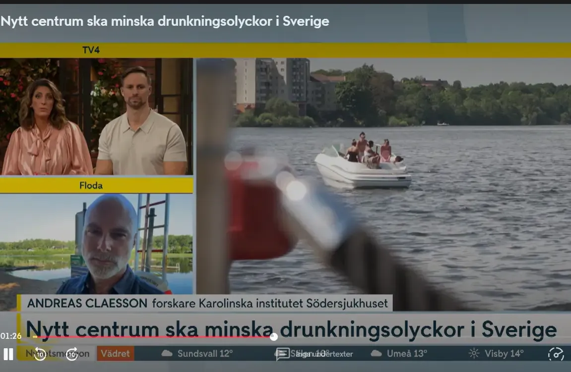 Skärmbild från TV-inslaget med bild på Andreas Claesson.