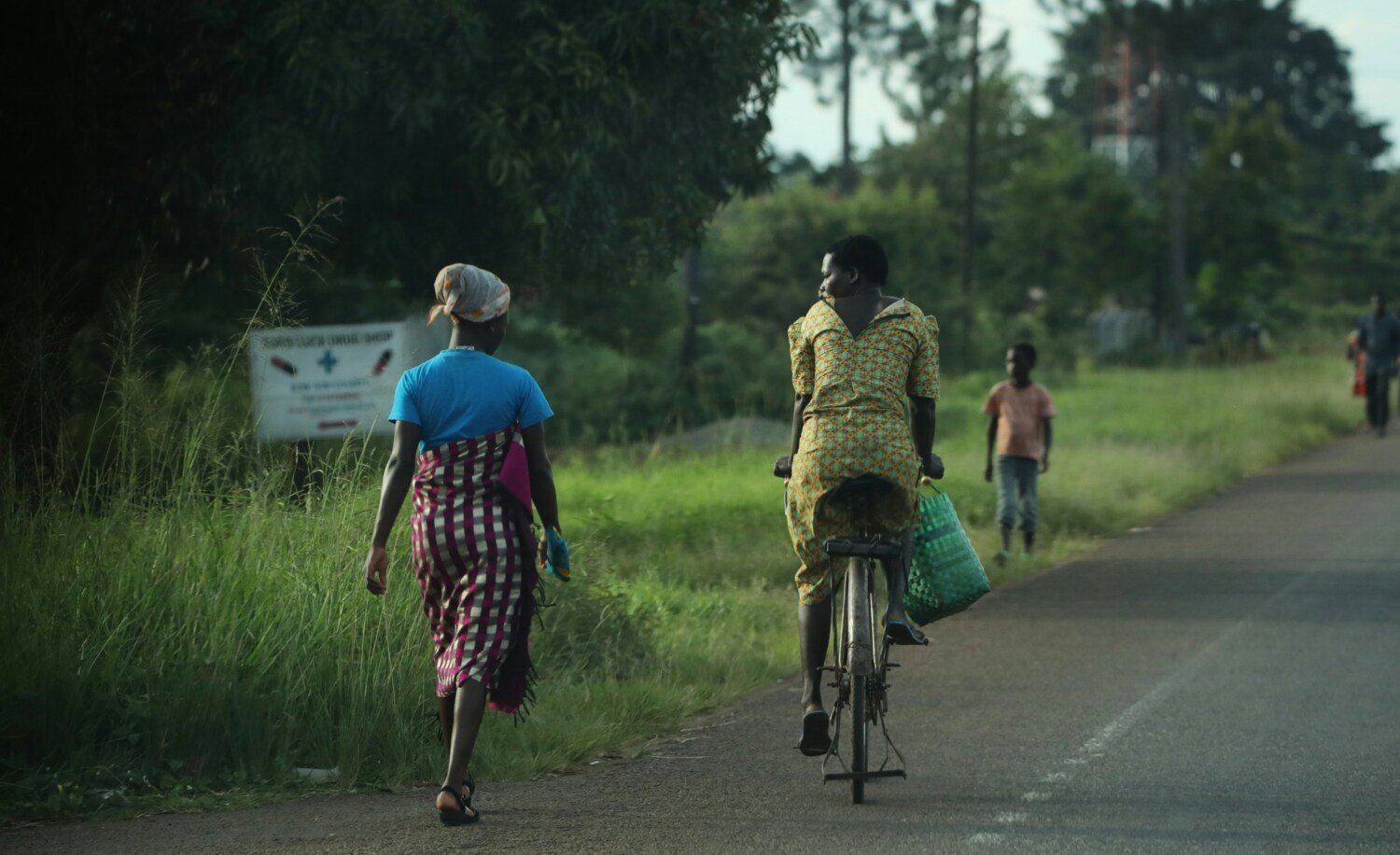 People in motion on road