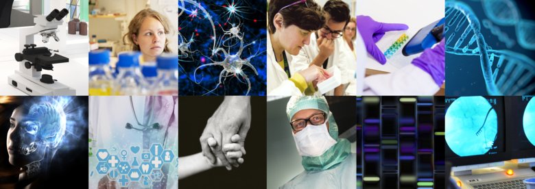 Decorativt montage av flera bilder som visar olika aspekter av forskningsinfrastruktur.