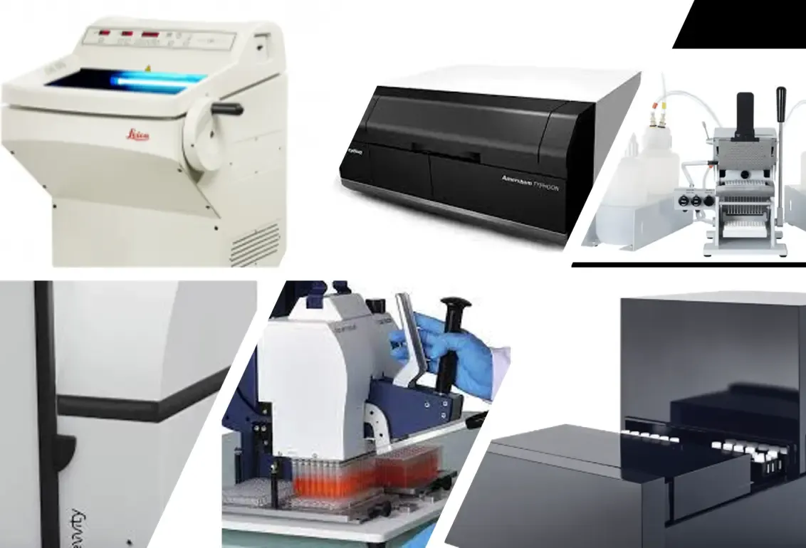 Collage of images of instruments available at the core facility.