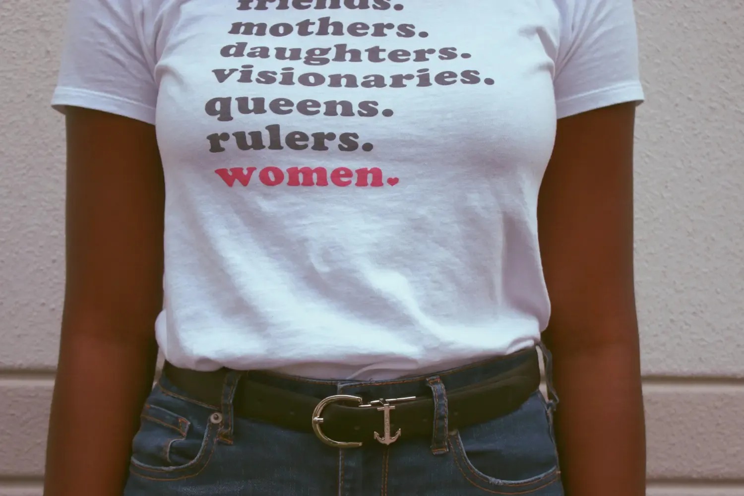 woman with a text tshirt