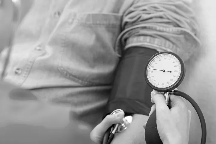 Patient having a blood pressure measurement at the hospital