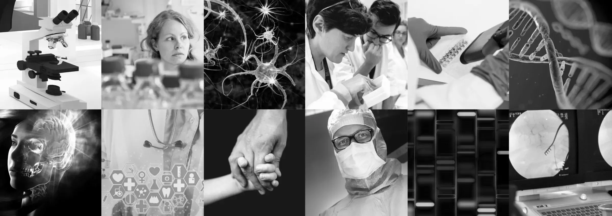 Montage of several images illustrating different aspects of research infrastructure. Decorative image.