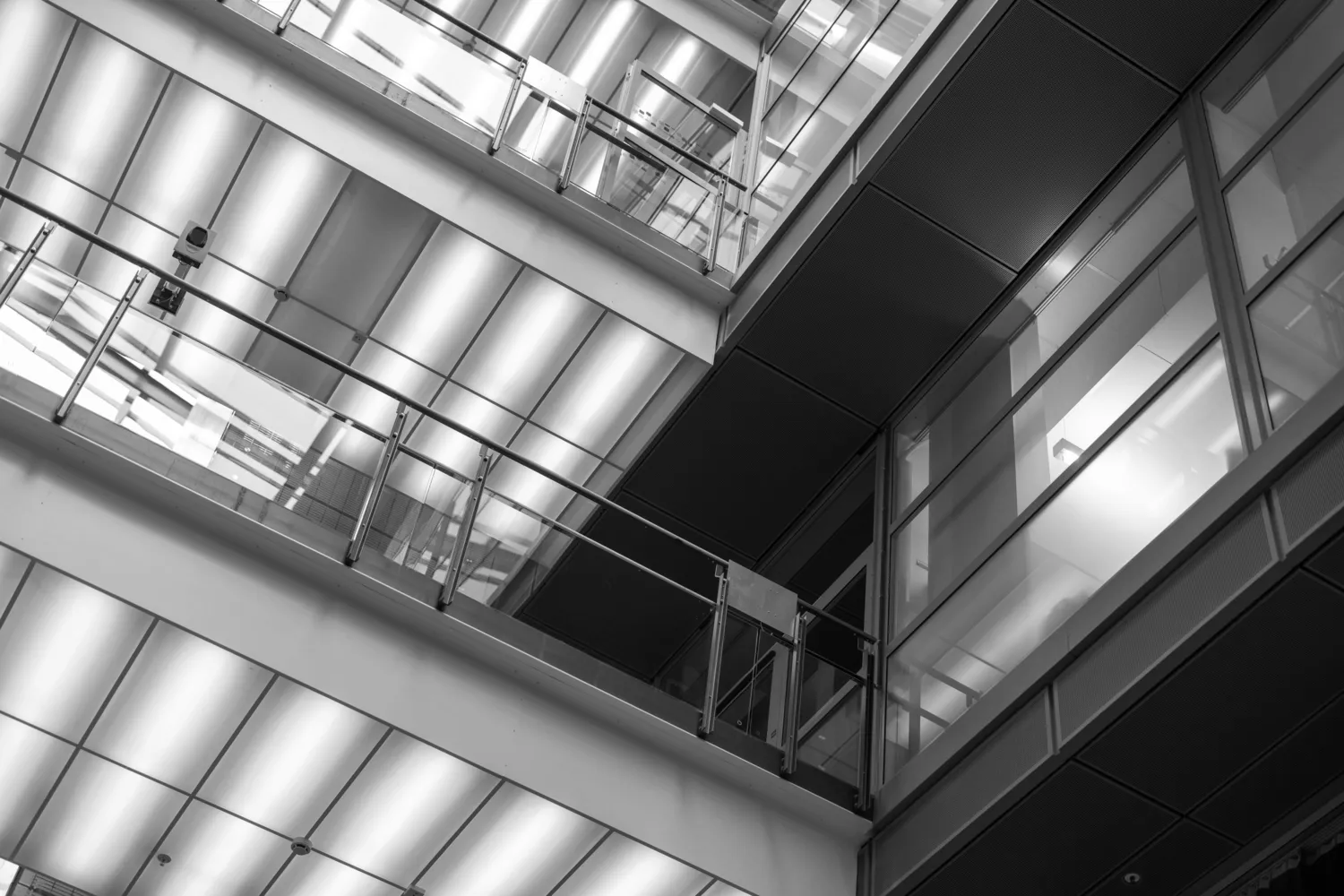Roof of building with purple lights